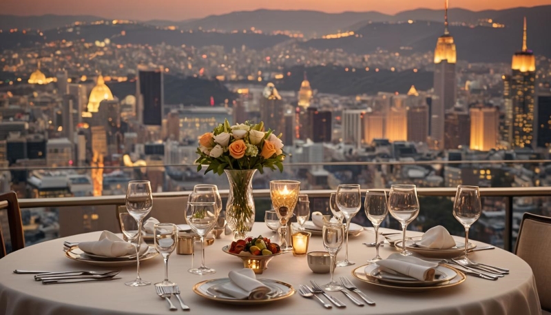 Romantischer Tisch bereit zum Dinner