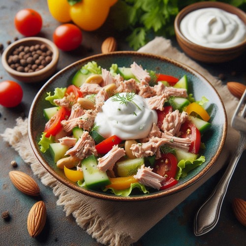 Thunfischsalat mit Joghurtdressing und Paprika