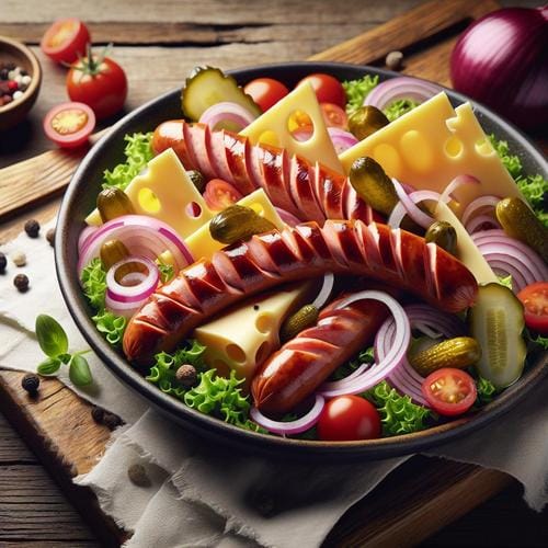 Schweizer Wurstsalat mit Käse Ein Hochgenuss für Feinschmecker