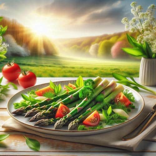 Frühling auf dem Teller Steffen Hensslers erfrischender Spargelsalat mit Bärlauch und Tomaten