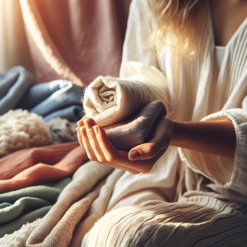 Bewusste Berührung von Stoffen fördert Entspannung, Kreativität und Stressabbau. Entdecke einfache Übungen für mehr Sinnlichkeit im Alltag. Achtsamkeit, Berührung, Stoffe fühlen, Entspannung, Stressreduktion