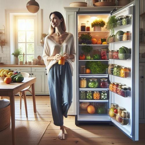 Achtsamkeit beim Kühlschrankeinräumen: Reduzieren Sie Lebensmittelverschwendung und fördern Sie Ihre Gesundheit auf einfache Weise. Achtsamkeit, Kühlschrank, Ordnung, Lebensmittelverschwendung, gesunde Ernährung