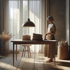 Achtsamkeit beim Falten von Kleidung: Entdecken Sie, wie diese einfache Routine Stress abbaut und Freude in Ihren Alltag bringt. Achtsamkeit, Kleidung falten, Stressabbau, Meditationsübung, Alltag