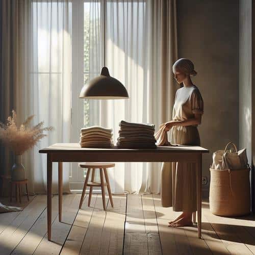 Achtsamkeit beim Falten von Kleidung: Entdecken Sie, wie diese einfache Routine Stress abbaut und Freude in Ihren Alltag bringt. Achtsamkeit, Kleidung falten, Stressabbau, Meditationsübung, Alltag