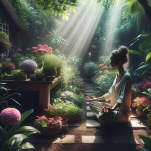 Achtsamkeit im Garten senkt Stress und steigert dein Wohlbefinden. Erlebe die Verbundenheit mit der Natur intensiv und bewusst. Achtsamkeit, Gartenarbeit, Stressabbau, Naturverbundenheit, Wohlbefinden