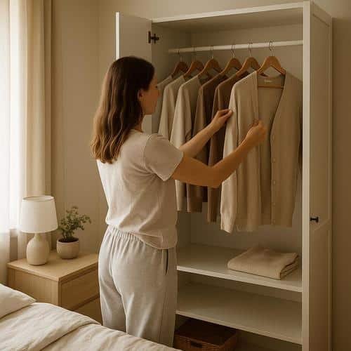 Achtsames Kleidung aufhängen fördert Ordnung und schützt deine Garderobe. So gelingt dir eine stressfreie und nachhaltige Routine im Alltag. achtsamkeit, kleidung aufhängen, ordnung schaffen, ordentlicher kleiderschrank, kleidung pflegen