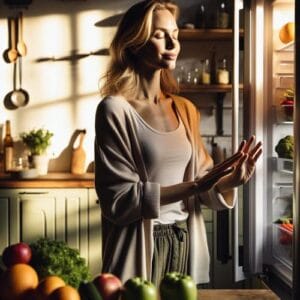 Achtsamkeit beim Kühlschrank schließen fördert bewusste Entscheidungen, reduziert Lebensmittelverschwendung und unterstützt gesunde Essgewohnheiten. Achtsamkeit, Kühlschrank schließen, Entscheidungen treffen, Lebensmittelverschwendung vermeiden, gesunde Ernährung