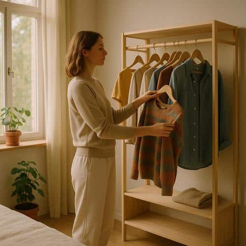 Achtsamkeit beim Outfit wählen stärkt dein Selbstbewusstsein und sorgt für Wohlfühlen – Tipps für bewusste Kleidungsauswahl im Alltag. Achtsamkeit Outfit wählen, bewusste Kleidung, Selbstbewusstsein stärken, nachhaltige Mode, Capsule Wardrobe