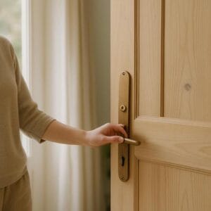 Achtsamkeit durch bewusstes Türschließen erleben – kleine Momente der Klarheit und Entspannung im hektischen Alltag nutzen. Achtsamkeit, Tür schließen, Stressabbau, bewusster Moment, Entspannung