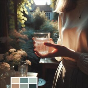 Achtsamkeit beim Trinken von Wasser fördert bewusste Entscheidungen und stärkt die Verbindung zu Körper und Geist. Erleben Sie den Moment intensiver. Achtsamkeit, Wasser trinken, Selbstbewusstsein, emotionale Klarheit, Konzentration