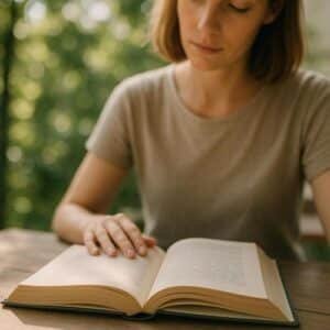 Achtsames Lesen eines Wortes hilft, Bedeutung tiefer zu erfassen und Sprache bewusst zu nutzen – für mehr Verständnis und Konzentration. achtsamkeit lesen, langsames lesen, wortbewusstsein, sprachkompetenz, bewusste wahrnehmung