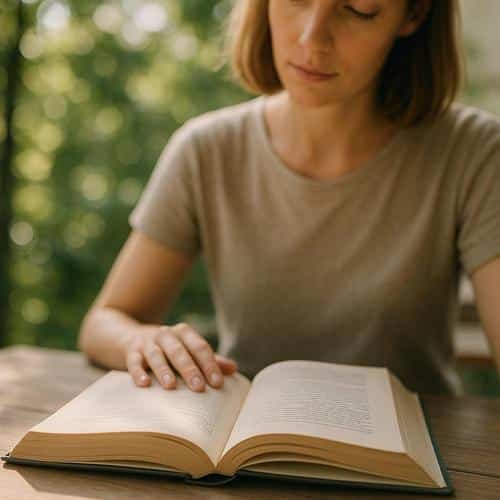 Achtsames Lesen eines Wortes hilft, Bedeutung tiefer zu erfassen und Sprache bewusst zu nutzen – für mehr Verständnis und Konzentration. achtsamkeit lesen, langsames lesen, wortbewusstsein, sprachkompetenz, bewusste wahrnehmung