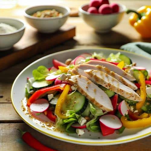 Bunter Salat mit Hähnchenbruststreifen - Frisch & Lecker