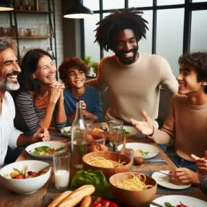 Gemeinsame Mahlzeiten: Verbindung durch Essen gemeinsame Mahlzeiten, Familienessen, Essen verbindet, soziale Gesundheit, Familienalltag